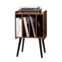 Record Player Stand 2-Tier Wood Vinyl Record Stand up to 100 Albums Brown