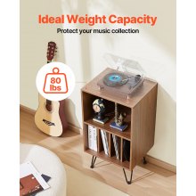 3-Tier Record Player Stand Metal Vinyl Record Stand up to 150 Album Brown