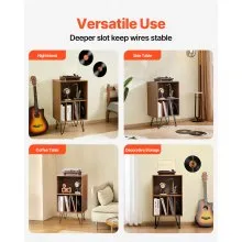 VEVOR 3-Tier Record Player Stand Metal Vinyl Record Stand up to 150 Album Brown
