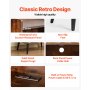VEVOR Record Player Stand with LED Light, 3 Tiers Turntable Stand with Charging Station & USB Ports, Holds up to 150 Albums, Vinyl Record Storage Cabinet with Display Shelf for Bedroom, Living Room