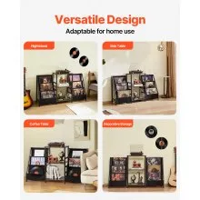 VEVOR Record Player Stand, 3 Tiers Metal Vinyl Record Stand, Holds up to 280 Albums, Turntable Stand with Record Holder Vinyl Display Shelf, Wooden Record Holder Ideal for Bedroom, Living Room, Black