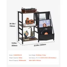 Soporte para tocadiscos VEVOR con estación de carga y puertos USB, capacidad para hasta 200 álbumes, soporte de 3 niveles con almacenamiento de discos de vinilo, mesa para tocadiscos con estante de exhibición para dormitorio y sala de estar.