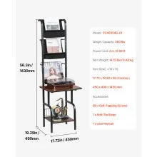 Tocadiscos de 5 niveles con luz LED y puertos USB Estante de vinilo de metal negro