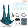 VEVOR aerial yoga hammock in dark green, nylon material, with max load capacity of 1000 kg and 10m length.