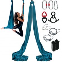 VEVOR Aerial Silk & Yoga Swing, 11 Yards, Aerial Yoga Hammock Kit with 100gsm Nylon Fabric, Full Rigging Hardware & Easy Set-up Guide, Antigravity Flying for All Levels Fitness Bodybuilding, Green