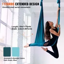 VEVOR Aerial Silk & Yoga Swing, 11 Yards, Aerial Yoga Hammock Kit with 100gsm Nylon Fabric, Full Rigging Hardware & Easy Set-up Guide, Antigravity Flying for All Levels Fitness Bodybuilding, Green