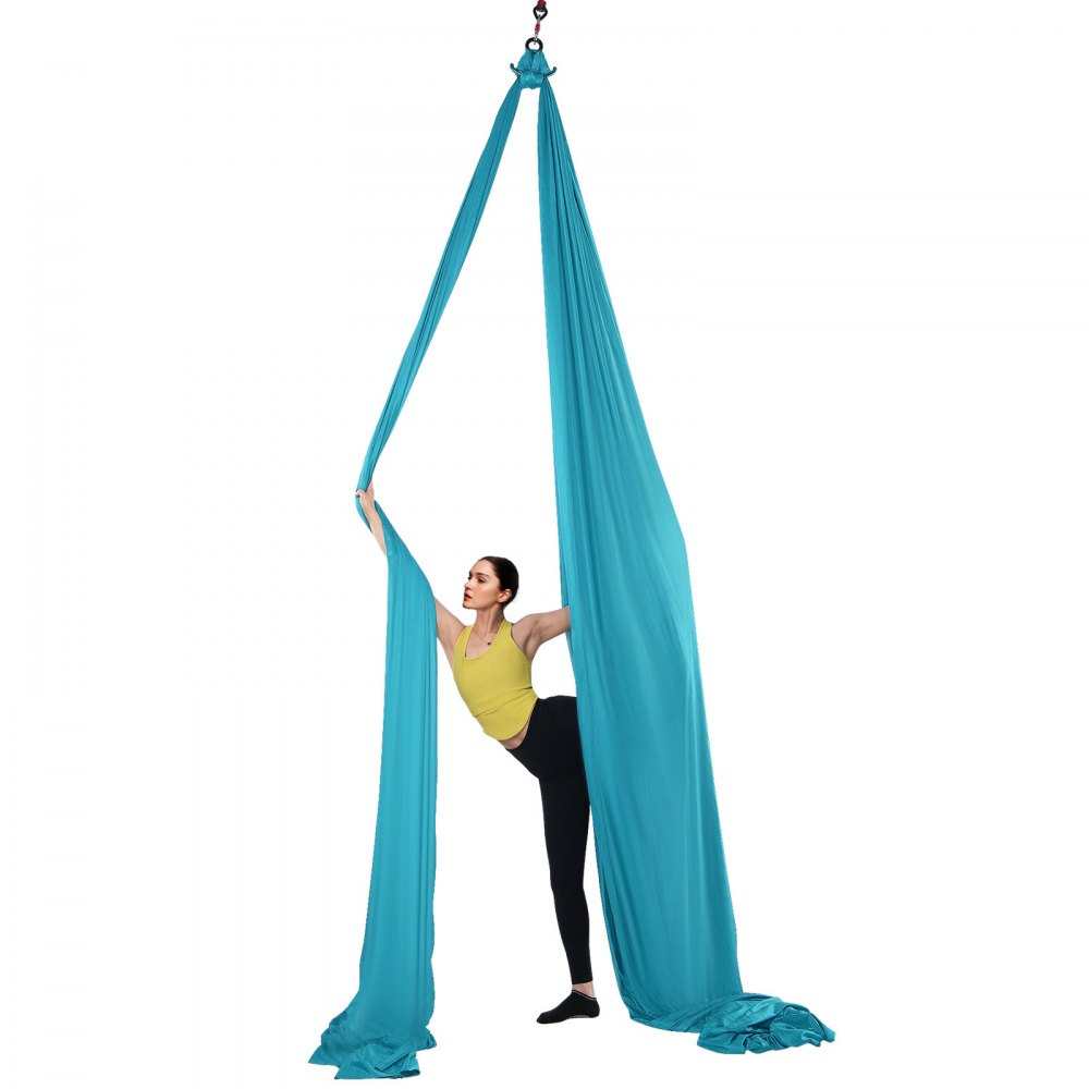 VEVOR Aerial Silk & Yoga Swing, 10 m Length, Aerial Yoga Hammock Kit with 100gsm Nylon Fabric, Full Rigging Hardware & Easy Set-up Guide, Antigravity Flying for All Levels Fitness Bodybuilding, Blue