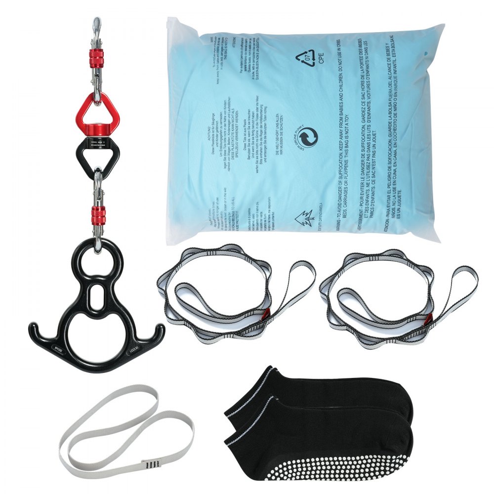 VEVOR Aerial Silk & Yoga Swing, 10 m Length, Aerial Yoga Hammock Kit with 100gsm Nylon Fabric, Full Rigging Hardware & Easy Set-up Guide, Antigravity Flying for All Levels Fitness Bodybuilding, Blue