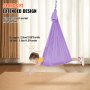 VEVOR sensory swing in purple, extended design for unrestricted aerial movement indoors.