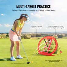 VEVOR Golf Chipping Net, Pop Up Golf Practice Net, Portable Indoor Outdoor Home Golf Hitting Aid Net with Target and Carry Bag, for Backyard Driving Training Swing, Gift for Men, Golf Lover, Red