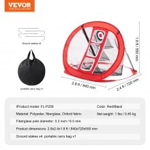 VEVOR Golf Chipping Net, Pop Up Golf Practice Net, Portable Indoor Outdoor Home Golf Hitting Aid Net with Target and Carry Bag, for Backyard Driving Training Swing, Gift for Men, Golf Lover, Red
