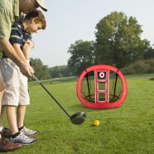 VEVOR golfflisnät, pop up golfträningsnät, portabelt inomhus utomhus golfslaghjälpsnät med mål och bärväska, för körträningsgunga på bakgården, present till män, golfälskare, röd