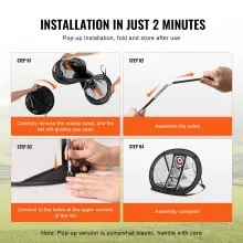 VEVOR Golf Chipping Net, Pop Up Golf Practice Net, Portable Indoor Outdoor Home Golf Hitting Aid Net with Target/Mat/Balls/Tee/Carry Bag, for Backyard Driving Training Swing, Gift for Men, Black