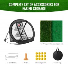 VEVOR Golf Chipping Net, Pop Up Golf Practice Net, Portable Indoor Outdoor Home Golf Hitting Aid Net with Target/Mat/Balls/Tee/Carry Bag, for Backyard Driving Training Swing, Gift for Men, Black
