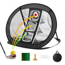 VEVOR Golf Chipping Net, Pop Up Golf Practice Net, Portable Indoor Outdoor Home Golf Hitting Aid Net with Target/Mat/Balls/Tee/Carry Bag, for Backyard Driving Training Swing, Gift for Men, Black