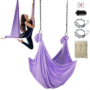 VEVOR Aerial Silk & Yoga Swing, 11 Yards, Aerial Yoga Hammock Kit with  100gsm Nylon Fabric, Full Rigging Hardware & Easy Set-up Guide, Antigravity