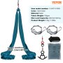 dark green VEVOR aerial yoga swing, with nylon straps, 2205 lbs max load capacity, and anti-slip socks.