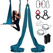 VEVOR Aerial Silk & Yoga Swing, 8.7 Yards, Aerial Yoga Hammock Kit with 100gsm Nylon Fabric, Full Rigging Hardware & Easy Set-up Guide, Antigravity Flying for All Levels Fitness Bodybuilding, Green