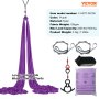 VEVOR Aerial Silk & Yoga Swing, 8.7 Yards, Aerial Yoga Hammock Kit with 100gsm Nylon Fabric, Full Rigging Hardware & Easy Set-up Guide, Antigravity Flying for All Levels Fitness Bodybuilding, Purple