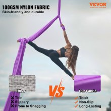 VEVOR Aerial Silk & Yoga Swing, 8,7 Yards, Aerial Yoga Hængekøjesæt med 100gsm nylonstof, Fuld rigging hardware og nem opsætningsvejledning, Antigravity Flying til alle niveauer Fitness Bodybuilding, Lilla