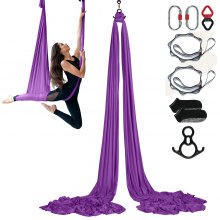VEVOR Aerial Silk & Yoga Swing, 8,7 jardas, kit de rede aérea para ioga com tecido de nylon 100gsm, hardware de equipamento completo e guia de configuração fácil, vôo antigravidade para todos os níveis de musculação, roxo