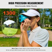 VEVOR Telémetro de golf, telémetro láser de 1300 yardas para caza de golf, medición de distancia de aumento 6X, accesorio de golf con soporte magnético externo, bloqueo de bandera de alta precisión, pendiente y baterías