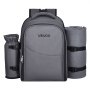 VEVOR Picnic Backpack, Beach Picnic Backpack Bag for 2 Person with Insulated Cooler Compartment, Detachable Bottle/Wine Holder, Lightweight Blanket, Plates and Cutlery Set for Hiking, Camping, Grey