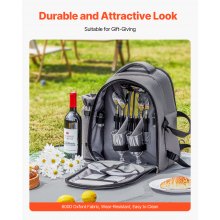 VEVOR Beach Picnic Backpack Bag for 2 Person with Cooler Compartment Grey