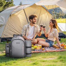 VEVOR Beach Picnic Backpack Bag for 2 Person with Cooler Compartment Grey
