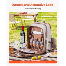 VEVOR Beach Picnic Backpack Bag for 4 Person with Cooler Compartment Blanket