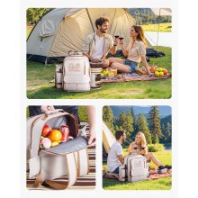 VEVOR Beach Picnic Backpack Bag for 4 Person with Cooler Compartment Blanket
