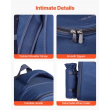 VEVOR Beach Picnic Backpack Bag for 2 Person with Cooler Compartment Navy Blue