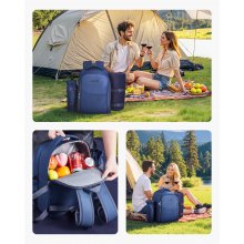 VEVOR Beach Picnic Backpack Bag for 2 Person with Cooler Compartment Navy Blue