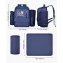 Piknikový batoh VEVOR, plážový piknikový batoh pro 4 osoby s izolovanou chladicí přihrádkou, odnímatelným držákem na lahve/víno, lehkou dekou, sadou talířů a příborů pro venkovní použití, tmavě modrá