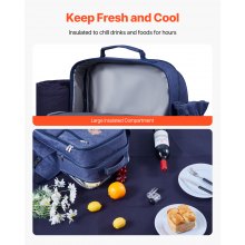 VEVOR Beach Picnic Backpack Bag for 4 Person with Cooler Compartment Navy Blue