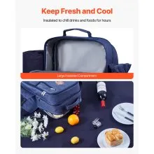 VEVOR Beach Picnic Backpack Bag for 4 Person with Cooler Compartment Navy Blue