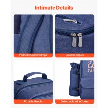 VEVOR Beach Picnic Backpack Bag for 4 Person with Cooler Compartment Navy Blue