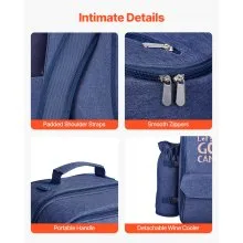 VEVOR Beach Picnic Backpack Bag for 4 Person with Cooler Compartment Navy Blue