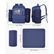 VEVOR Beach Picnic Backpack Bag for 4 Person with Cooler Compartment Navy Blue
