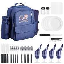 VEVOR Beach Picnic Backpack Bag for 4 Person with Cooler Compartment Navy Blue