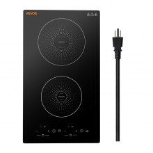VEVOR Induction Cooktop 12in 2 Burners Built-in Electric Stove 110V 1800W, Low-Power Continuous Heating, Countertop Induction Burner, 9 Power Levels, LED Touch Screen, Ceramic Glass, and Child Lock