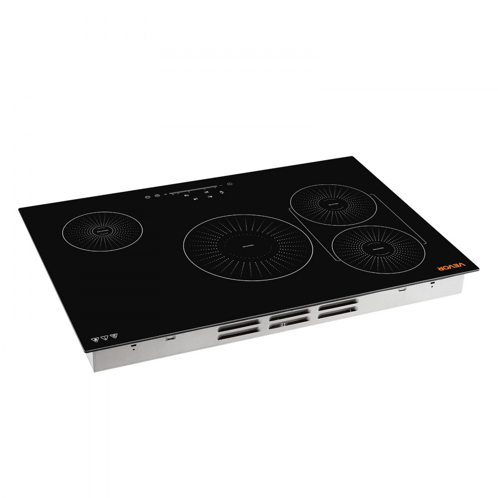 VEVOR Induction Cooktop 30inch 4 Burners Built-in Electric Stove 220V 7500W, Low-Power Continuous Heating, Induction Burner for Kitchen, with 9 Power Levels, LED Touch Screen, and Child Lock