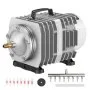 VEVOR Electromagnetic Commercial Air Pump, 50W, 1110 GPH Hydroponic Air Pump with 8-Port Distributor Connecting Hose Check Valves Stainless Steel Diaphragm, for Aquarium, Fish Tank, Pond & Hydroponics