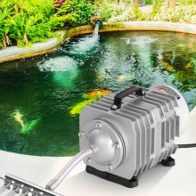VEVOR Electromagnetic Commercial Air Pump, 50W, 1110 GPH Hydroponic Air Pump with 8-Port Distributor Connecting Hose Check Valves Stainless Steel Diaphragm, for Aquarium, Fish Tank, Pond & Hydroponics