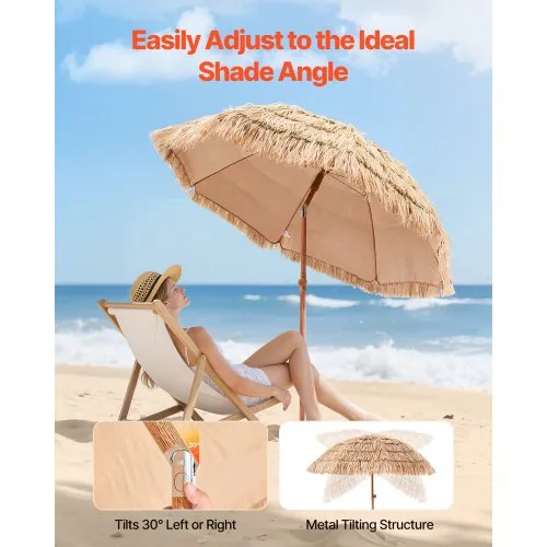 aloha patio umbrella LEI Alpha Joy 7FT Outdoor Parasol Umbrella Fiberglass Ribs Umbrella with Tassel Funsite 6.5ft Tiki Umbrella Outdoor