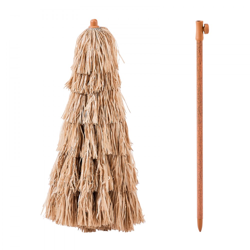 VEVOR Tiki Umbrella, 6.5 ft Thatched Patio Umbrella with Tilt, Hawaiian Style Beach Parasol with Durable PP Thatch and 8 Metal Ribs, Grass Pool Umbrellas for Beach, Patio, Poolside, Backyard & Garden