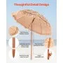 VEVOR Tiki Umbrella, 6.5 ft Thatched Patio Umbrella with Tilt, Hawaiian Style Beach Parasol with Durable PP Thatch and 8 Metal Ribs, Grass Pool Umbrellas for Beach, Patio, Poolside, Backyard & Garden