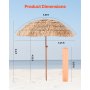 VEVOR Tiki Umbrella Thatched Patio Umbrella 6 ft Poolside Patio Beach Umbrella
