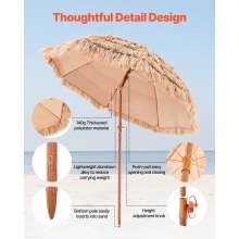 Tiki Umbrella Thatched Patio Umbrella 6.5 ft Poolside Patio Beach Umbrella