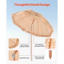 Tiki Umbrella Thatched Patio Umbrella 8 ft Poolside Patio Beach Umbrella